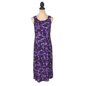 Caroline Wells Vintage Purple Floral Sleeveless Maxi Dress, Petite 12
